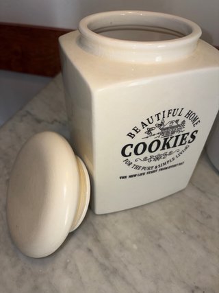 Barattolo Biscotti Ceramica Beige Cookies