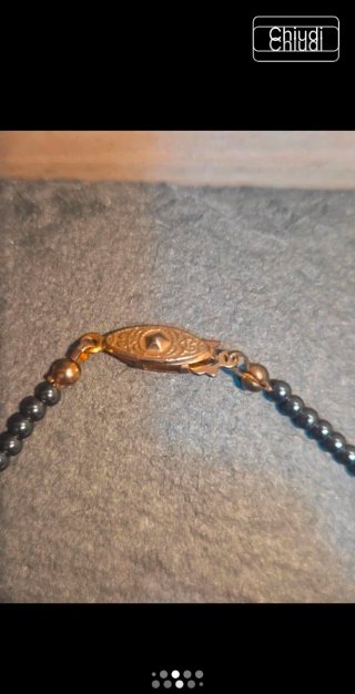Collana Ematite Perla Fiume Ottone Vintage