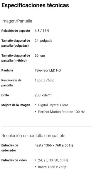 TV LED Philips 24 para reparar o despiece