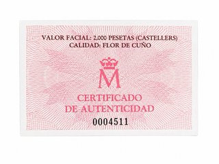 Moneda Plata 2000 ptas Barcelona 92 Castellers FDC