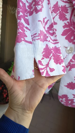 Blazer Zara de Lino Flores Rosa