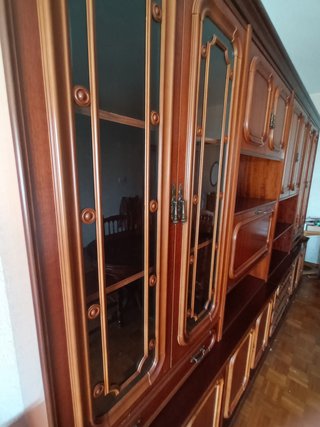 Conjunto comedor madera y cristal