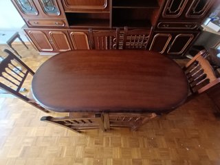 Conjunto comedor madera y cristal