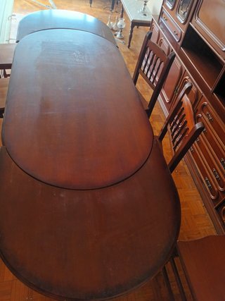 Conjunto comedor madera y cristal