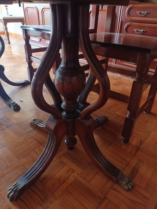 Conjunto comedor madera y cristal