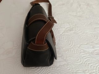 Bolso de piel Coveri azul y marrón