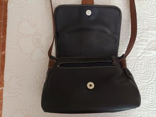 Bolso de piel Coveri azul y marrón