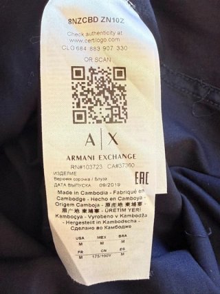 Camicia Armani Exchange Uomo Slim Fit Blu Taglia M