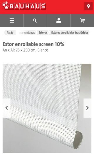 Estor enrollable blanco nuevo ndc 75x250cm 10%