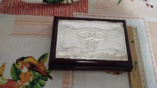Scatola legno decorata argento 50° anniversario