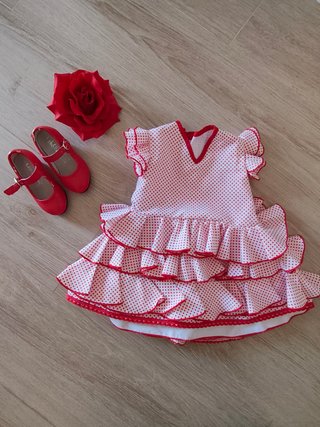 Vestido Flamenca Bebé 1 Año Lunares Rojos