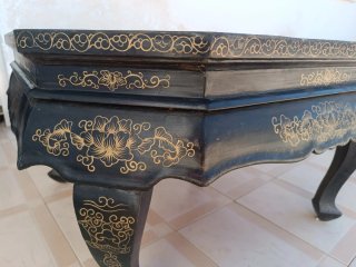 Mesa Oriental Antigua Cristal y Madera