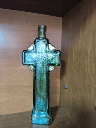 Botella Antigua Forma Cruz Jesús