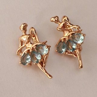 Orecchini in oro 14 k e topazi azzurri