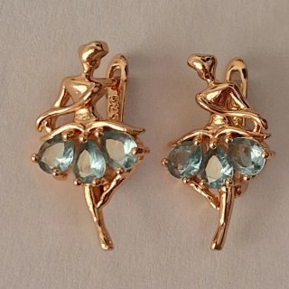 Orecchini in oro 14 k e topazi azzurri