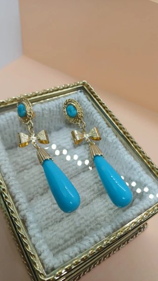 Pendientes Chapado en Oro 18 k y Turquesas