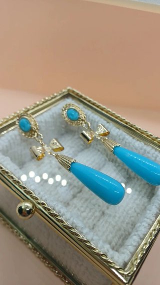 Pendientes Chapado en Oro 18 k y Turquesas