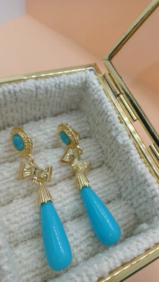 Pendientes Chapado en Oro 18 k y Turquesas