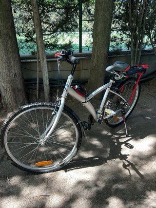 Bicicleta de paseo plateada