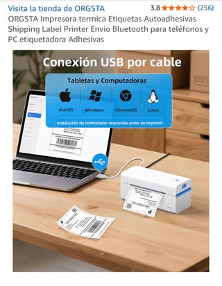 Impresora Etiquetas ORGSTA Bluetooth Adhesivas