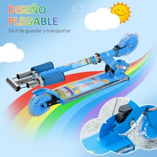 Patinete Infantil Plegable con Luces Música Azul