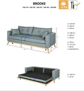 Sofá Cama Duke verde 216cm como nuevo.