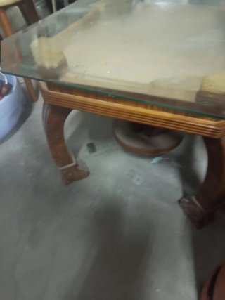 Mesa antigua madera maciza cristal