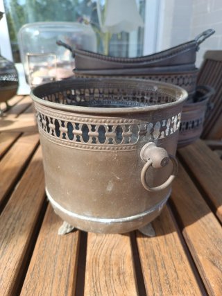 Lote 4 jardineras latón vintage