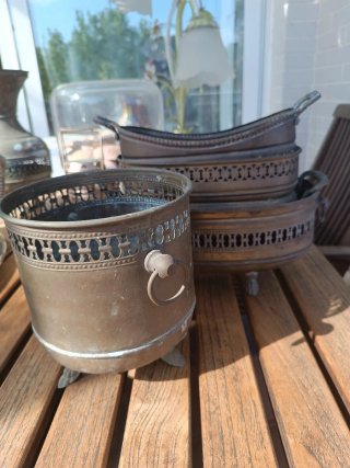 Lote 4 jardineras latón vintage