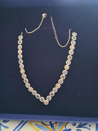 Collana Swarovski con cristalli blu e argento