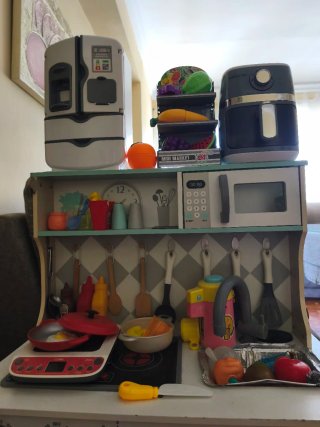 Cocina Juguete, Nevera y Air Fryer
