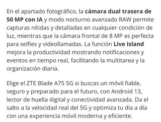 !! Oportunidad!! ZTE Blade A75 5G Negro