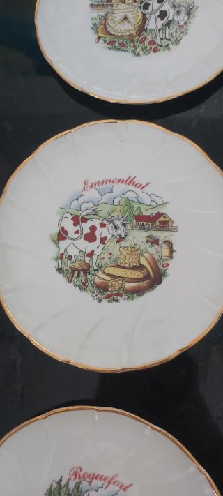 Lote 6 Platos Porcelana Quesos Francia