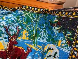 Alfombra Persa Vintage Ciervos Terciopelo