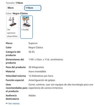 Cinta de Correr Plegable 6% Inclinación
