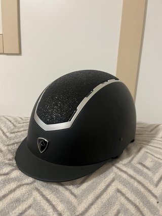Casco Equitación Equitheme Negro Brillo Talla 56