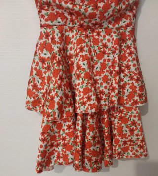 Vestito donna floreale rosso e bianco