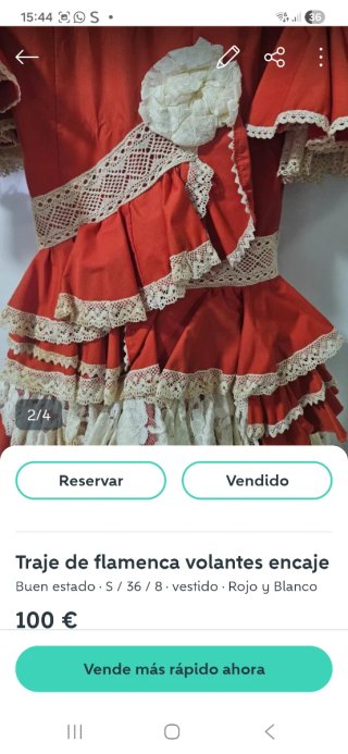 Traje de flamenca rojo y beige