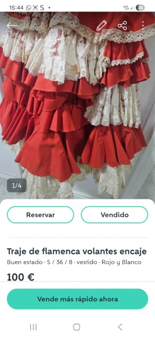 Traje de flamenca rojo y beige