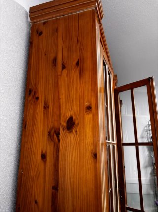 Mueble librería/boiserie madera y cristal