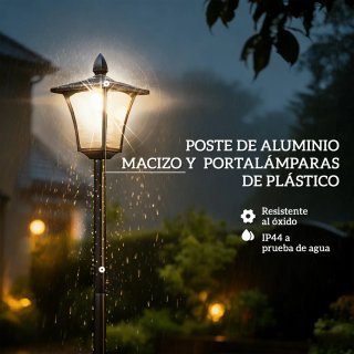 Farola Solar Jardín con Macetero