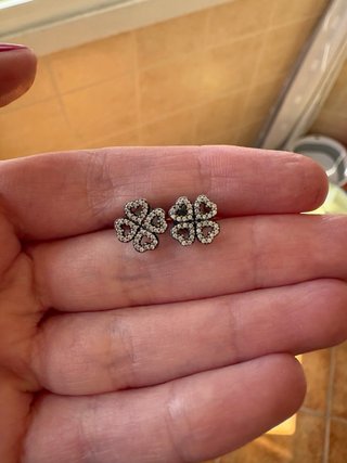 Pendientes Pandora Trébol Plata y Brillos