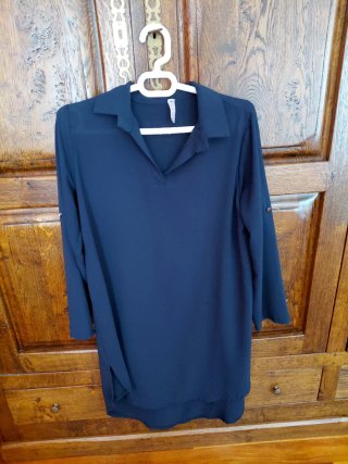 Vestido gasa azul marino talla única