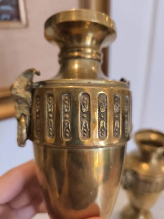 Jarrones latón dorado antiguos