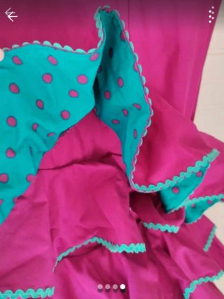Flamenca buganvilla y verde.volante interior lunar