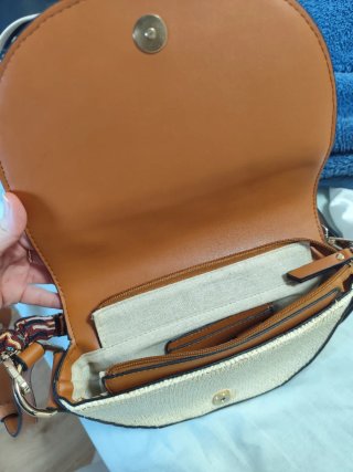 Bolso bandolera piel y tela