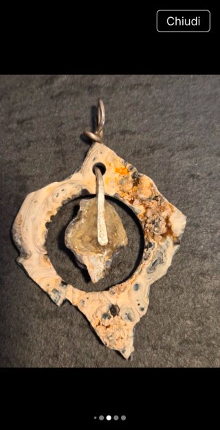 Ciondolo Argento 925 e Rosette Calcedonio