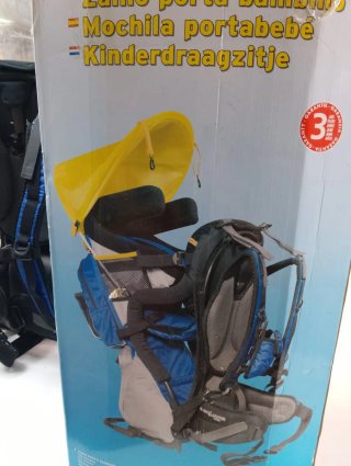 Mochila Portabebés Azul y Gris