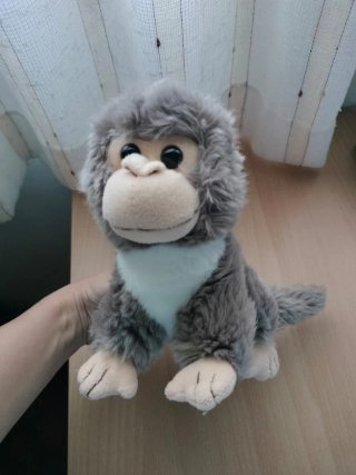 Lote 4 peluches: mono, búho, perro y tortuga