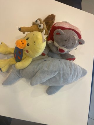 Peluche Orso, Scoiattolo, Anatra e Balena